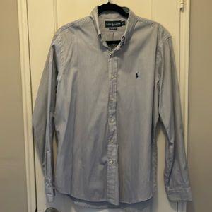 Polo Ralph Lauren men button down shirt custom fit 16 34/35 blue/white striped